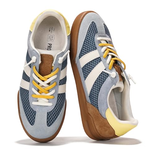 Project Cloud Genuine Leather Casual Sneakers for Women - Memory Foam Insoles Lace-Up Womens Shoes & Lightweight Women's Fashion Sneakers - Non-Slip Shoes for Women Footwear (Verdict,BLUESU,8.5)