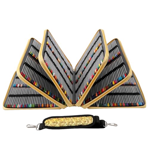 Image of Large Capacity Colored Pencil Case - 500 Slots PU leather with Zipper Closure Portable Organizer for Watercolor Pencils Ideal for Artists(Yellow)