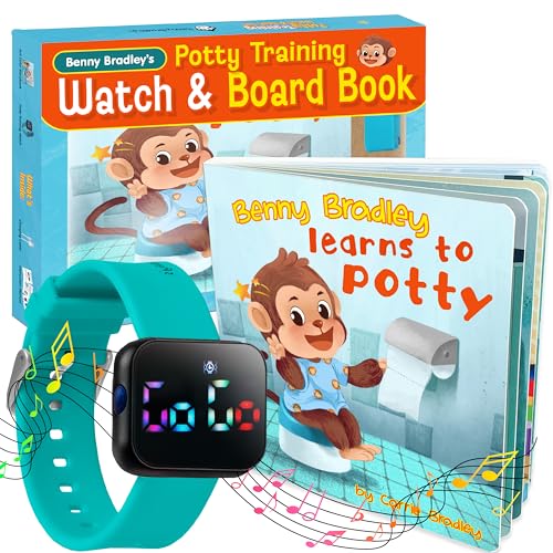 Potty Training Watch & Board Book for Kids – A Water Resistant Potty Reminder Device for Boys & Girls - Train Your Toddler with Fun Musical or Vibration Reminders and Printed Board Book (Turquoise)