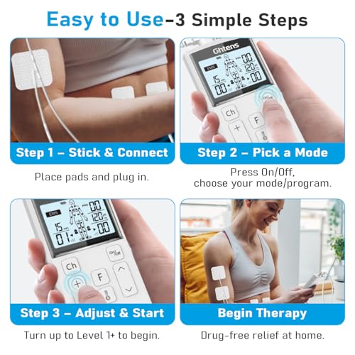 TENS Machine for Pain Relief – GHTENS Rechargeable EMS Unit with 5 Modes, 80 Programs, Dual Channels & 8 Electrode Pads for Back, Sciatica, Shoulder Pain - Image 5