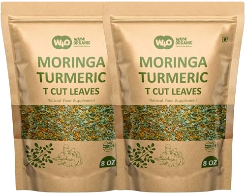 Moringa Leaves Tea with Turmeric 8 oz, Boost Immunity, Aid in Digestion, Caffeine Free, One Tea with Two Benefits (Pack of 2)