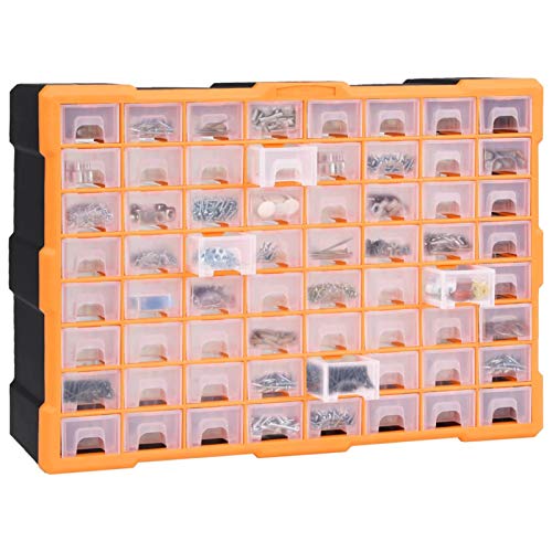 Atlojoys Multi-Schubladen, Sortimentsschrank, Sortimentskasten, Kleinteilemagazin, Aufbewahrungsbox, Organizer mit 64 Schubladen, Sortimentskasten, Kleinteilemagazin, Aufbewahrungsbox, 52x16x37,5 cm Cover