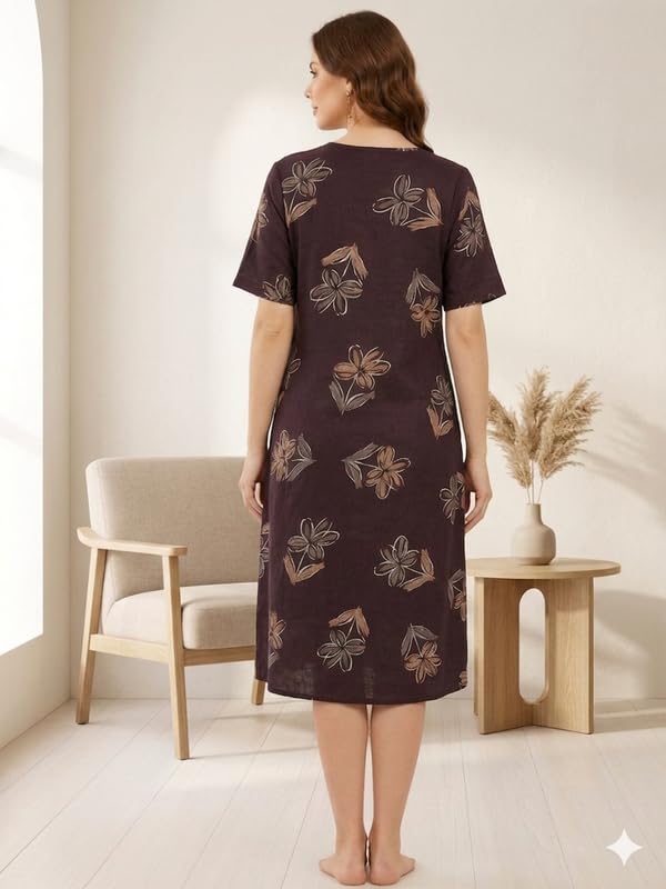 Image of CLOUD SOFT Stylish Women's Short Nighty | Premium Rayon Fabric | Soft Comfortable Everyday Night Dress - CS5002