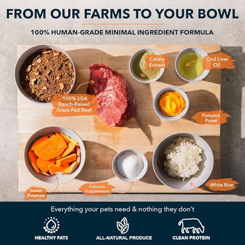 Image of Sensitive Stomach Dog Food - 100% Human Grade Air Dried Dog Food - All Natural - USA Grass Fed Beef - Limited Ingredient, Dehydrated - Complete Meal or Topper - Beef - Sample Bag