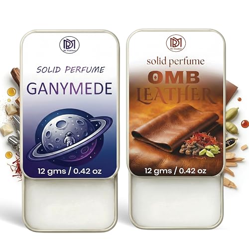 Image of Dr.Mashur Solid Perfume |OMB leather&Gandmede Alcohol Free Wax Perfume Balm, Long Lasting | Pocket Tin 12g, Pack Of 2| Non Greasy Smooth Glide, Travel Friendly Unisex Gifts He Or Her