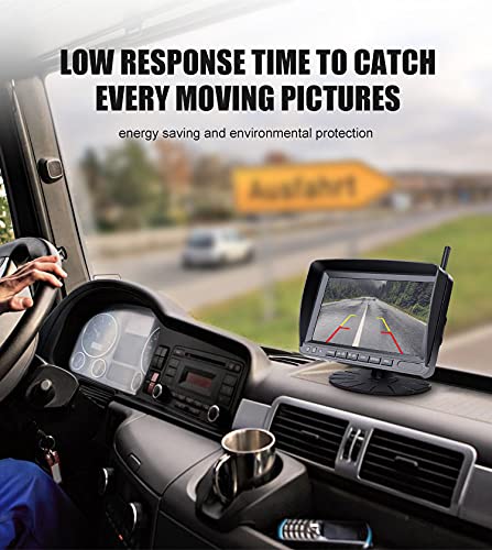 B-Qtech Wireless Backup Camera with 7 Inch HD 1080P Monitor, Stable Digital Signal Reverse Camera Night Vision IP69K Waterproof Rear View Camera for Car, Truck, Pickup, Camping Car, SUV, Vans