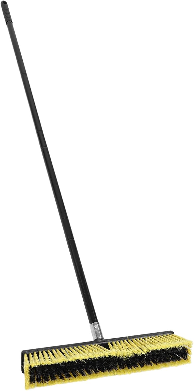 COHEALI Heavy Duty Outdoor Push Broom with Aluminum Handle, 80cm Long Handle Concrete Sweeper Brush for Patio, Driveway, Garage, Garden Floor Cleaning