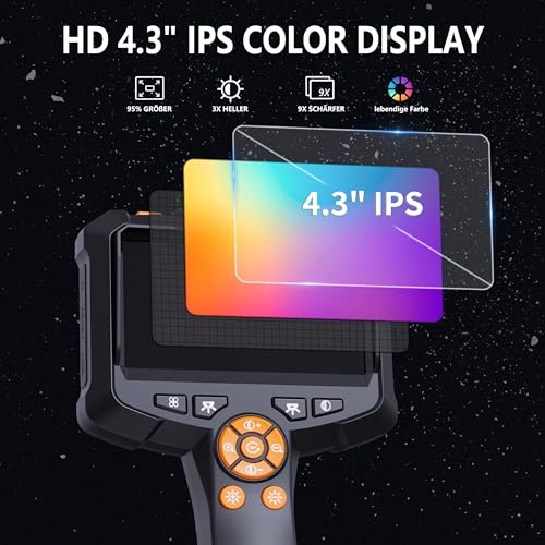 Daxiongmao Boroskop, Endoskop-Kamera mit Licht, IP67 wasserdichtes Endoskop, 1080P HD Inspektionskamera, Boroskop-Kamera mit Licht, 16.5ft Flexible Endoskop-Kamera, Gadgets für Männer (4.3\)