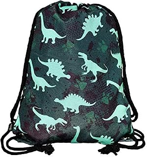 HECKBO Kids Dinosaur Dino Gym Drawstring Bag - 40x32cm - 12.6" x 15.8" - Lightweight String Bag - Kindergarten Daycare crèche School Football - Children Kids Girl boy Backpack, Sports Bag Fabric Bag