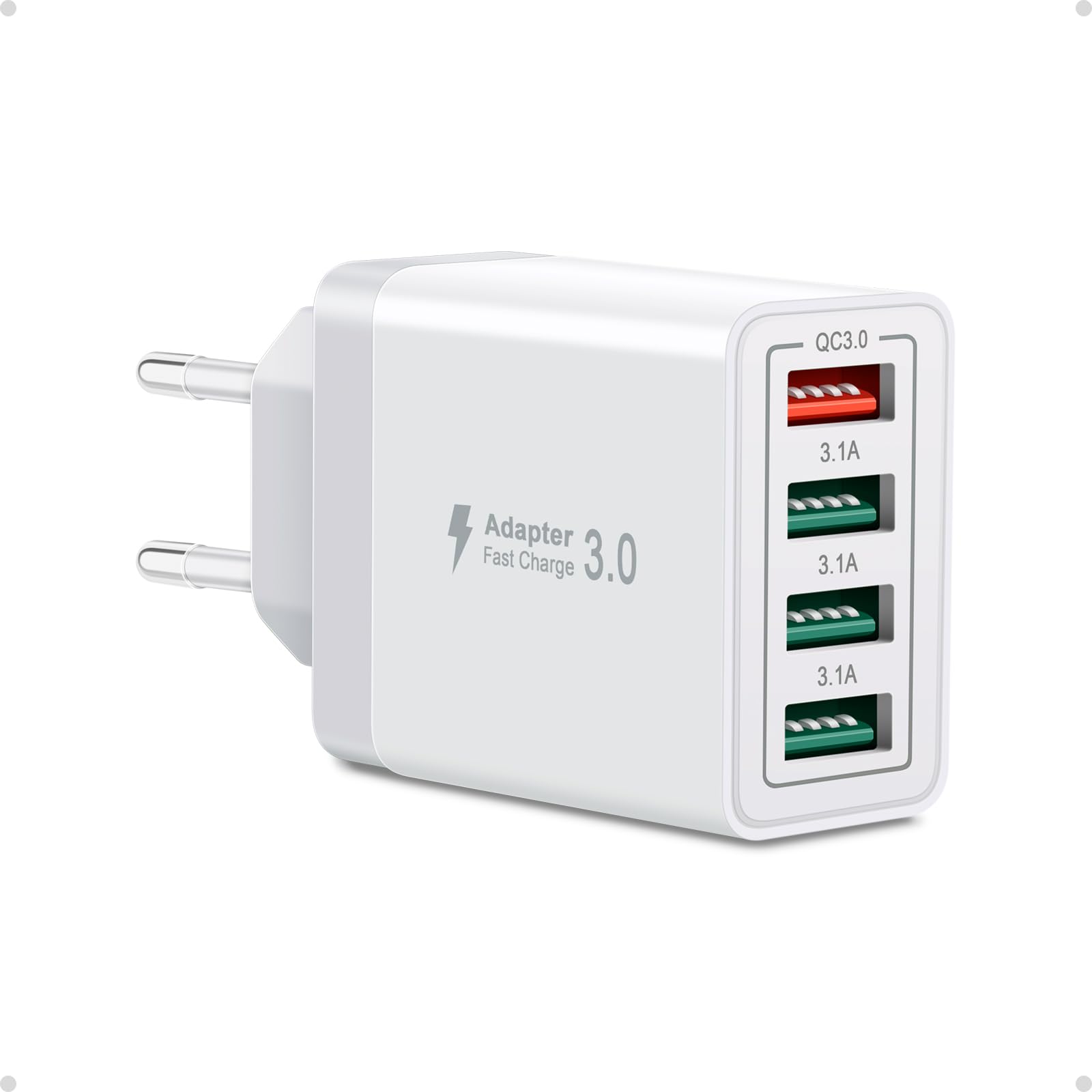 Ładowarka USB, Cshare 4-portowa wtyczka ładująca 33 W z szybką ładowarką QC 3.0, wielokrotna, zasilacz USB do iPhone'a 15, 14, 13, 12, 11 Pro Max Plus, iPada, S24, S23, telefonu komórkowego