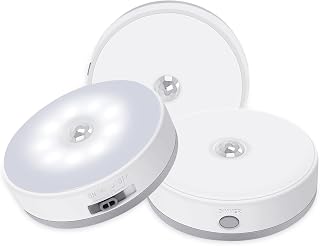 LED Motion Sensor Lights Battery-Powered Under Cabinet Light Closet Light Puck Lights Wireless Step Lights Under Counter Light for Hallway, Bedroom, Pantry (3 Pack)