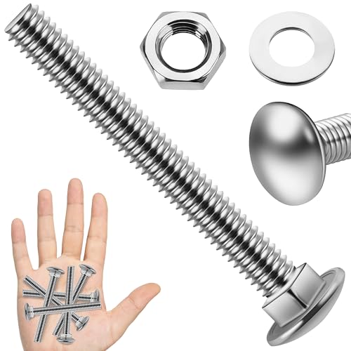 Image of (16 Sets) 1 /4-20 x 2-1 /2 Carriage Bolts with Nuts and Washers, 304 Stainless Steel Round Head Square Neck 1 /4 Carriage Bolts Screws, Full Thread for Outdoor