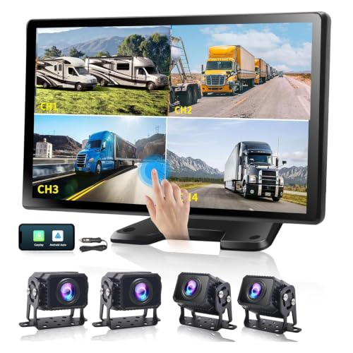 Image of PARKVISION 10.36 inch 4-Channel 1080p Dash Cam for Semi Truck | Carplay & Android Auto,24H Parking Monitoring,Night Vision,Wired Backup Camera,360view,for Ruck /Trailer /Rv