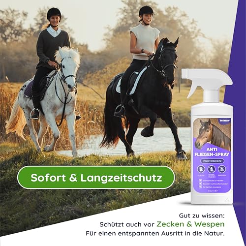 Vetasan Anti Fliegenspray Pferd 500ml I Insektenspray Pferde gegen Fliegen, Bremsen & Mücken I Insektenschutz Spray für Fliegenschutz Pferdezubehör