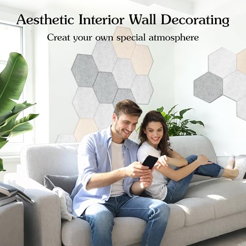 Image of Acoustic Panels, Magrowill 12-Pack Sound Proof Wall Panels 14 X 12 X 0.4 Inches, Sound Absorbing Panels with Full Self-Adhesive, Interior Wall Decor Felt Tiles Board