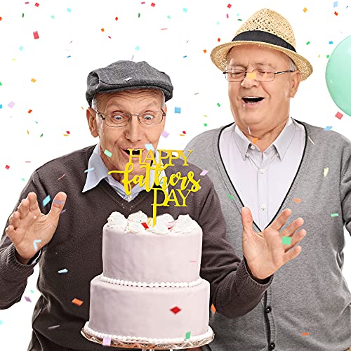 Trounistro 16 Pieces Happy Father's Day Cake Topper Fathers Day Cupcake Picks Gold Acrylic Cake Toppers For Father's Day Party Cupcake Decorations #TOP4