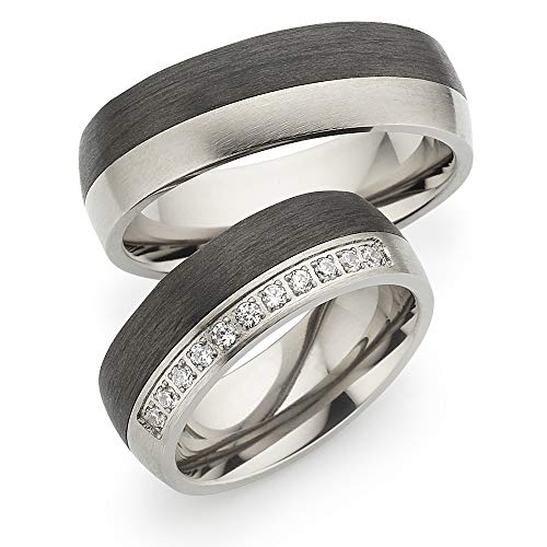Edles Titan/Carbon in Juwelier-Qualität mit Zirkonia ***ZUM PAARPREIS*** von 123traumringe / 2x Trauringe/Eheringe (Gravur/Ringmaßband/Etui) Cover