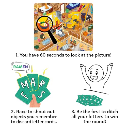 Skillmatics Board & Card Game – Who Saw What? in 60 Seconds, Memory Game for Kids, Teens & Adults, Fast-Paced Family Game Night Fun, Quick-Thinking Party Game, Gift for Ages 7, 8, 9 & Up