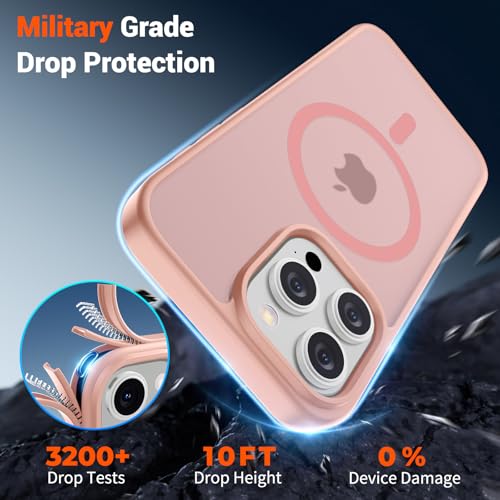 Image of SUPFINE Magnetic for iPhone 15 Pro Max Case (Compatible with MagSafe) (Military Grade Drop Protection) Slim Translucent Matte Shockproof with Anti-Fingerprint Phone Case,Pink