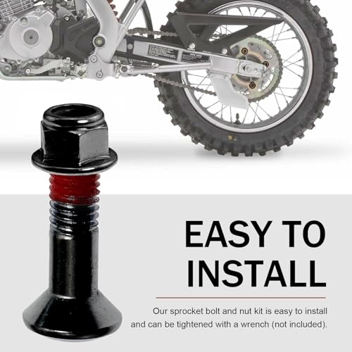 Image of 6 PCS Sprocket Bolt and Nut Kit, Motorcycle Chain Bolt, Compatible with Dirt Bike Yamaha Cruisym 125, Kymco Xciting 250 (Black)