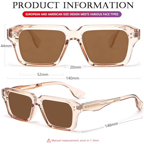 Image of AIEYEZO Rectangle Sunglasses for Men Women Fashion Square Frame Sun Glasses 90's Retro Designer Shades