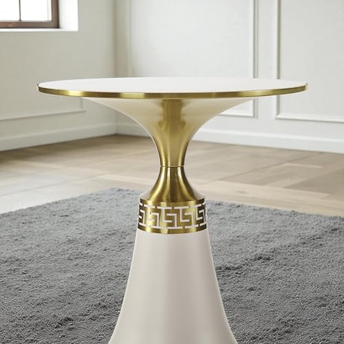 Image of The Attic Orion Black Marble Top End Table Sleek Design,Cream