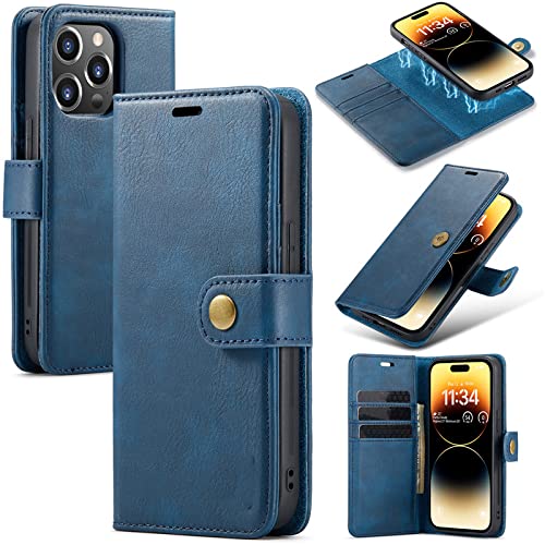 Coque de téléphone amovible en cuir bleu iPhone 14 Plus