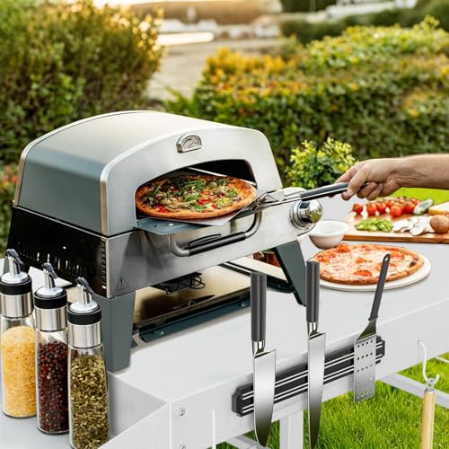 Image of COZEER Pizza Oven Table for Ooni Pizza Ovens, Outdoor Grill Table for Blackstone Griddle, Pizzas Stands with Wheels, Pizzas Oven Accessories for Party Fits Blackstone Ninja Cuisinart Gozney