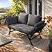 Gartenbank Polyrattan mit Liegefunktion, 2-Sitzer Gartensofa mit Verstellbare Armlehnen, Outdoor Sofa Wetterfest mit Sitzpolstern & Kissenfür, 3 in 1 Balkon Sofa für Garten,Balkon & Terrasse, Grau