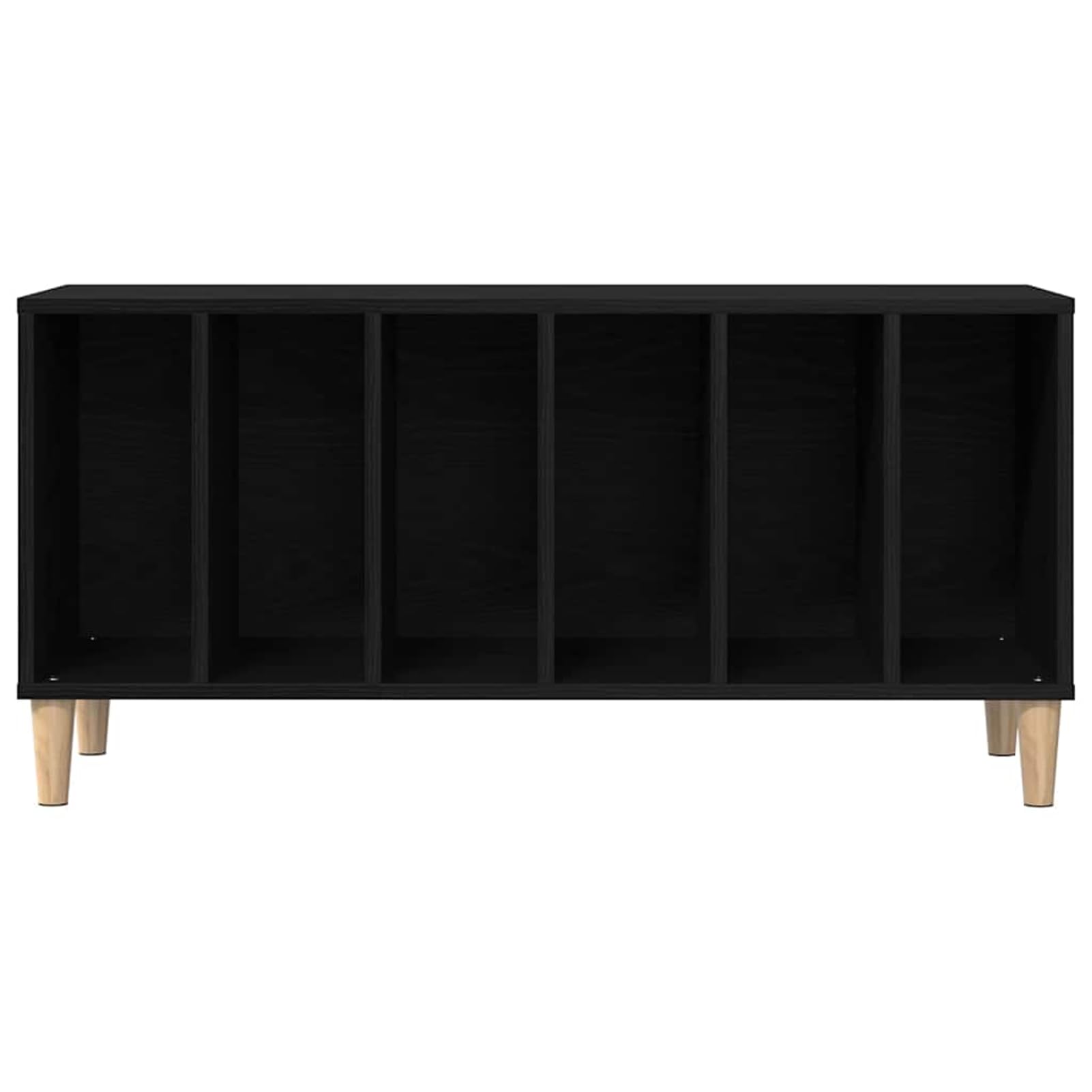 Armadietto per vinili, 100 cm, in legno, effetto rovere nero, con molto spazio e 5 ripiani per dischi e libri