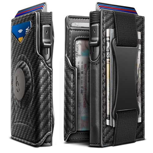 Portefeuille Airtag KEMISANT en cuir noir élégant avec blocage RFID pour homme exigeant