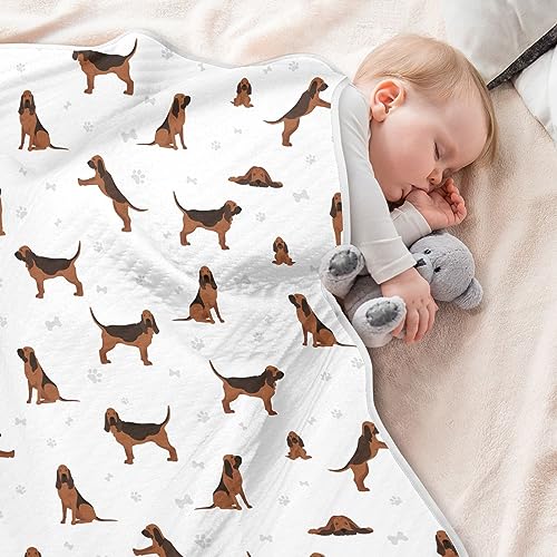 Image of Swaddle Blanket for Dogs Bloodhound Baby Receiving Blanket Muslin Baby Swaddles Soft Cotton Breathable Nursery Blankets for Unisex Boys and Girls 30x40 Inch