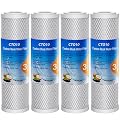 Sabethe 1 Micron 2.5" x 10" Whole House CTO Carbon Sediment Water Filter Cartridge Compatible with DuPont WFPFC8002, WFPFC9001, SCWH-5, WHCF-WHWC, FXWTC, CBC-10, RO Unit, Pack of 4