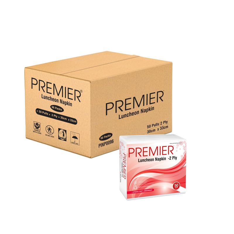Image of Premier Luncheon Wholesale Tissue Paper Napkins (4800 Pulls) | 50 Pulls x 96 Pack (Bulk Carton) | 2-ply Disposable Table Napkins For Home, Office, Resturants | Ideal for Dining, Parties & Everyday Use