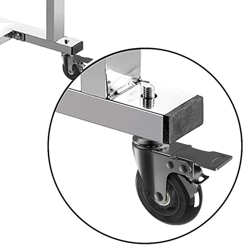 Miniatura 5 de Ruedas giratorias de 3 pulgadas con bloqueo doble de seguridad, vástago roscado resistente de 38 a 16 x 1 pulgada, ruedas de goma giratorias sin