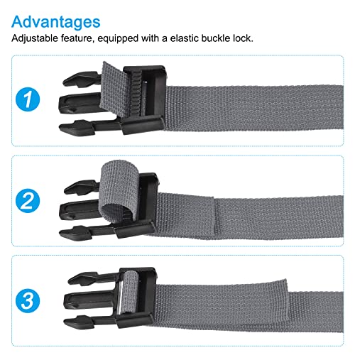 Image of MECCANIXITY Utility Strap with Buckle 1x98 Inch Polyester Quick Release Adjustable Belt for Travel Outdoor Bag Luggage Packing (Gray, Pack of 2)