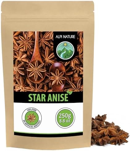 Alpi Nature Star Anise Whole 250g 8.8 oz, Whole Star Anise Pods for Cooking and Mulled Wine