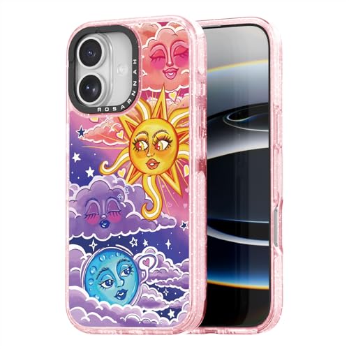 Coque de téléphone durable iPhone rose pailleté style jour nuit