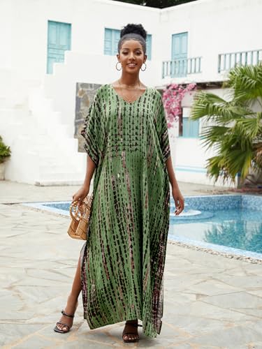 Image of Kaftan Dresses for Women Plus Size Bathing Suit Cover up Caftan Maxi Beach Dresses