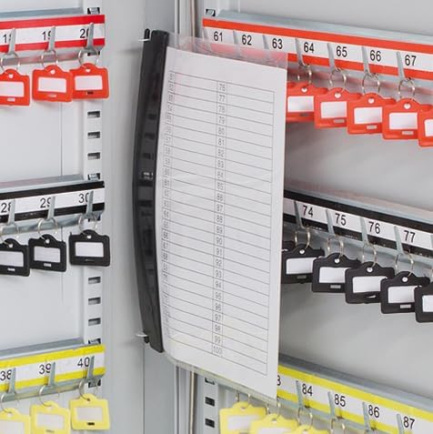 Close-up of the document pouch inside the Arregui PL100 Key Cabinet