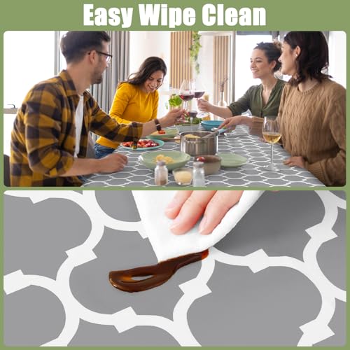 Smiry Square Picnic Table Cover, Waterproof Elastic Fitted Camping Tablecloths, Wipeable Flannel Backed Vinyl Tablecloth Protector for Indoor, Outdoor (Grey, 42x42 Inches) by Smiry - Image 4