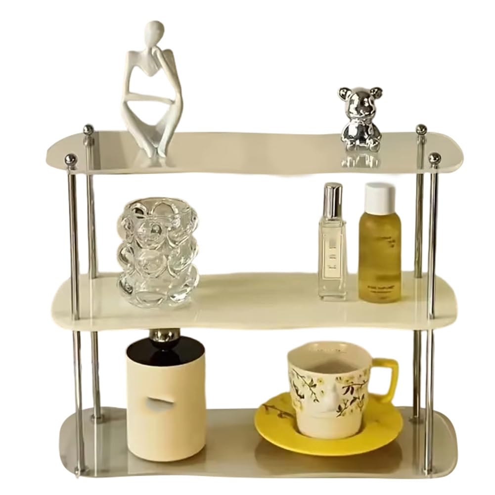 CTRLZS Desktop Organizer Storage Rack 3 Rows Removable Display Stand for Perfume Jewelry and Cups Decorative Shelf Layer C