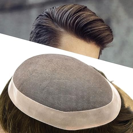 Toupee Hair Piece For Mens Human Hair System 100% Virgin Men Hairpiece Fine Mono Mens Toupee Natural Wave Protesis Capilar Para Hombre 6''X9'' #4