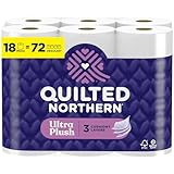 Quilted Northern Ultra Plush Toilet Paper, 18 Mega Rolls = 72 Regular Rolls, 3X Thicker*, 3 Ply Soft Toilet Tissue
