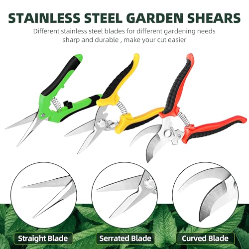 3 Pack Garden Pruning Shears, Stainless Steel Shears, Gardening Shears, Scissors, Garden Clippers, Pruning Snips, Pruning Shears for Gardening Tools (Multicolor)