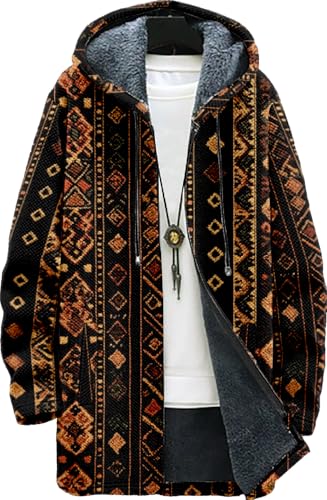 Long Hooded Retro Vintage Cardigan for Men Full Zip Up Oversized Hoodie Coat Jackets Outfits with Pockets