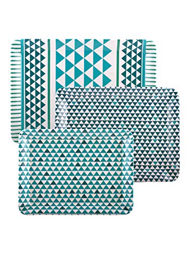 Image of Goodhomes Melamine Serving Tray Set (Multicolor, Set of 3 Trays), Rectangular