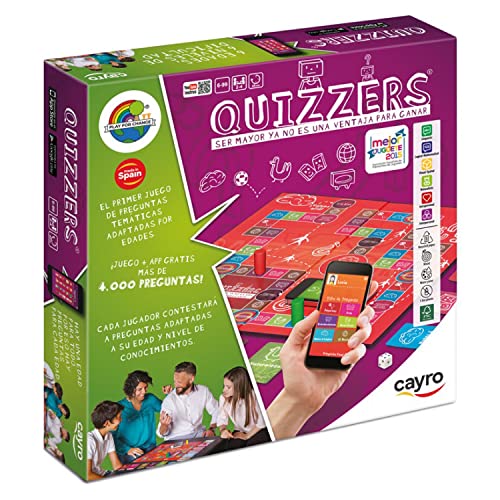 Cayro - Quizzers - + 6 Años - App para Móvil - Juego de Mesa - Niños y Adultos - Preguntas Temáticas Adaptadas a la Edad del Jugador - 2 a 4 Jugadores