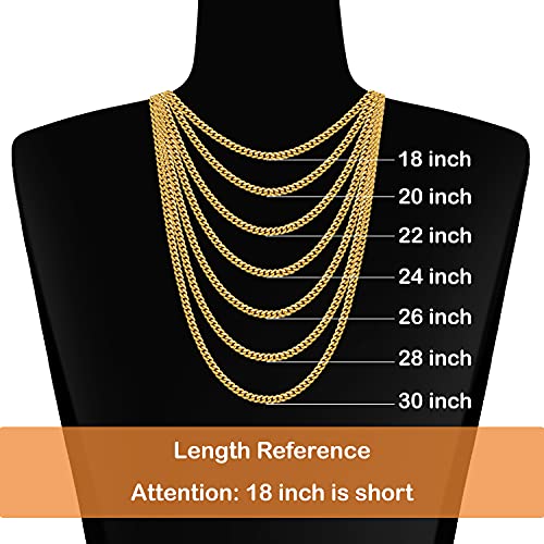Jewlpire Diamond Cut Miami Cuban Link Chain Necklace For Men Boys Women, Hip-Hop & Cool , 18K Gold Plated, 6Mm Width, 20 Inch #TOP4