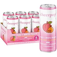 Cheerpop Yuzu & White Peach Sparkling Fruit Juice Blend Prebiotic, Probiotic & Postbiotic Functional Beverage Real Fruit Juice Gluten Free No Caffeine 11 Fl Oz Pack Of 6
